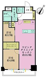 パシフィック浜町 2LDKの間取図画像