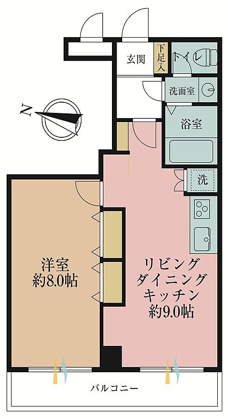 1LDK、専有面積43.74?