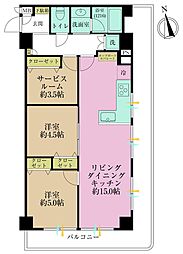 武蔵小杉ハイツ 2SLDKの間取図画像