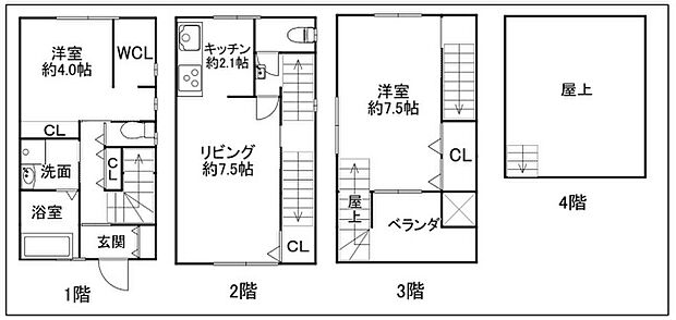 中古戸建　神戸市灘区泉通4丁目(2LDK)の間取り