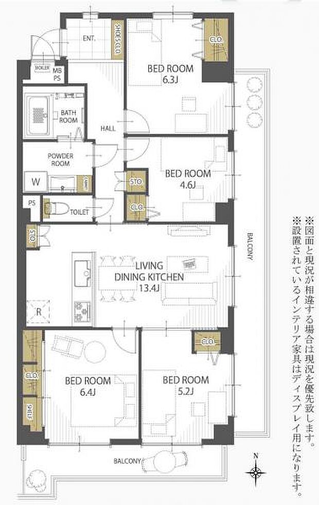 ライオンズマンション朝霧(4LDK) 2階の間取り