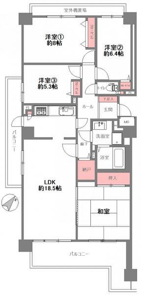 パーク・アヴェニュー神戸三田　4番館(4SLDK) 8階の間取り