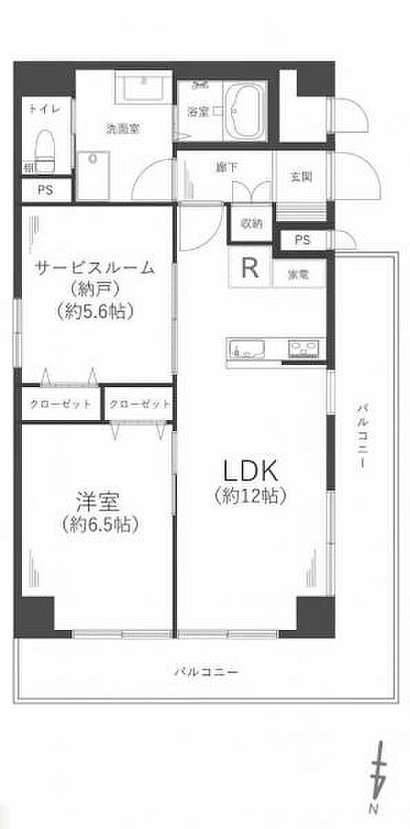 ライオンズマンション神戸本山(2LDK) 2階の間取り