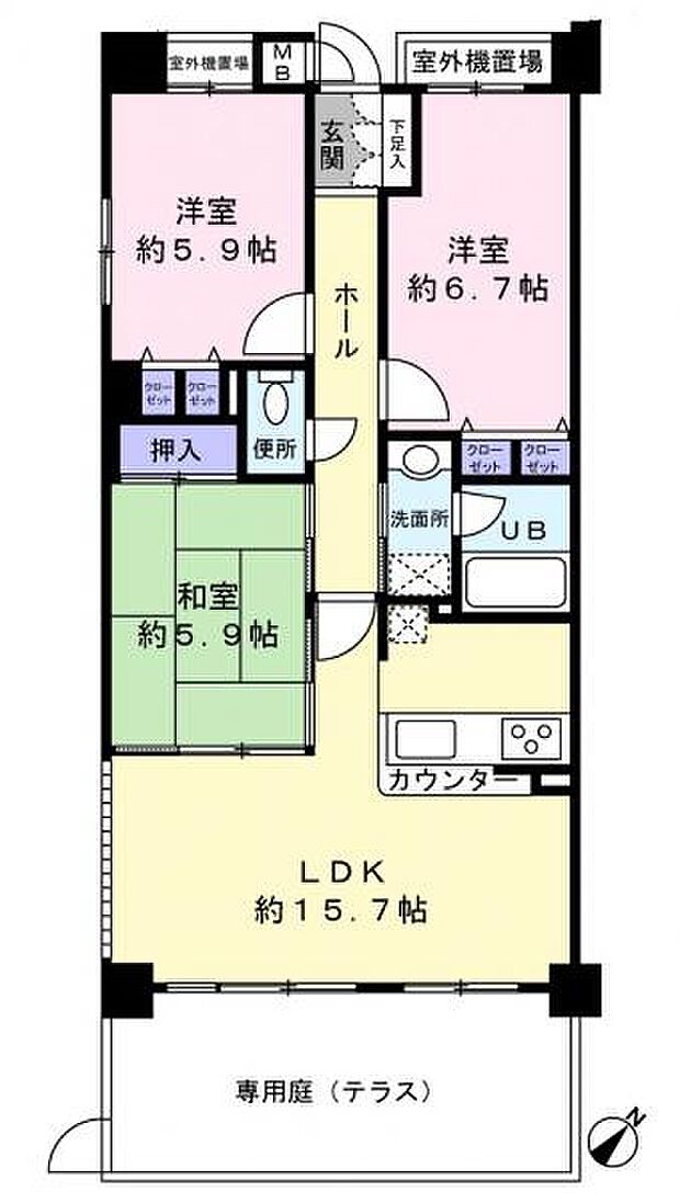 リベール須磨妙法寺(3LDK) 1階の間取り