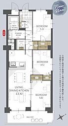 歌敷山ダイヤハイツ 3LDKの間取図画像