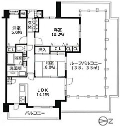 グラン・スフィア鈴蘭台 3LDKの間取図画像