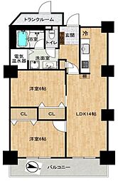 神戸パークシティA棟 2LDKの間取図画像