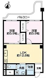 エステート岡本 2LDKの間取図画像