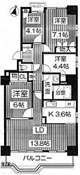 ポートピアプラザB棟 4LDKの間取図画像