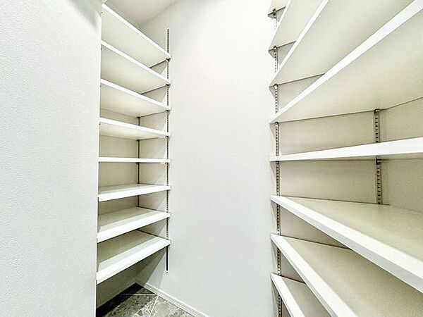 使い勝手の良さと収納量の多さが魅力のシューズインクローゼットをご用意。