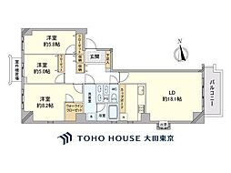 広尾ガーデンヒルズK棟 3LDKの間取図画像