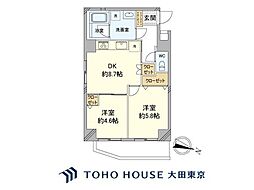 三の輪シティハウス 2DKの間取図画像