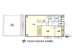 東品川パークハイツ 2LDKの間取図画像