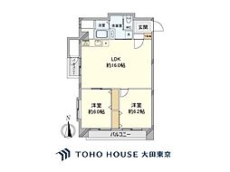 上北沢ハイネスコーポ 2LDKの間取図画像