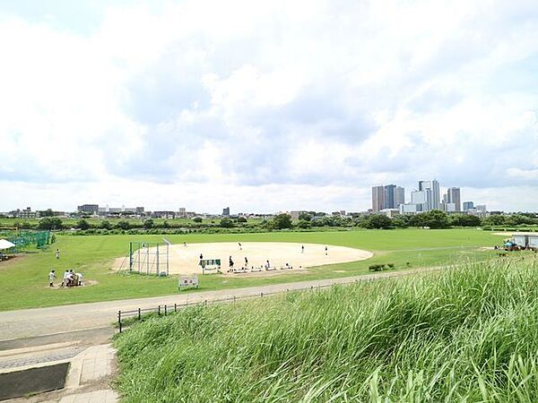 多摩川ガス橋緑地 1100m