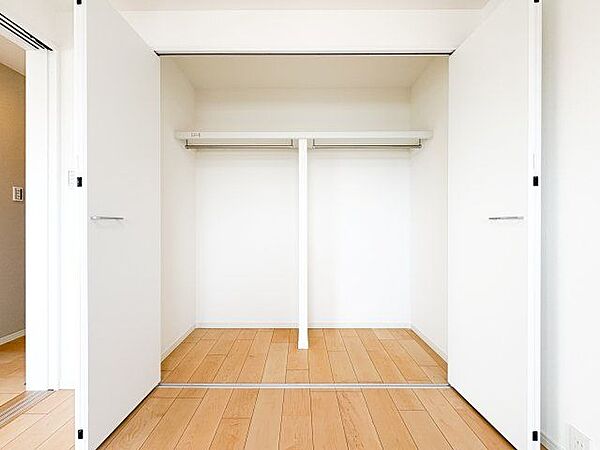たっぷり収納可能なクローゼット。収納家具を置く必要がなく、空間を広く使えます。