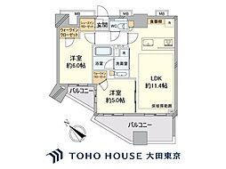 シティタワー武蔵小山タワー棟 2LDKの間取図画像