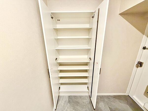 玄関横に収納を設けてあります。たくさんの靴を収納することが出来ます。