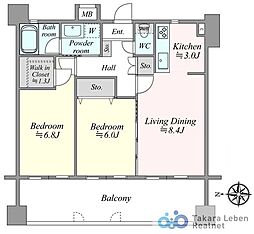 デュオ川口青木公園 2LDKの間取り