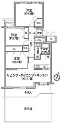 東急ドエルアルス武蔵浦和 3LDKの間取図画像