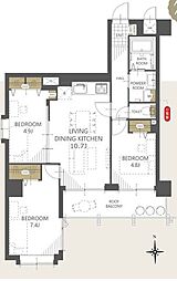 サンリット大袋 3LDKの間取図画像