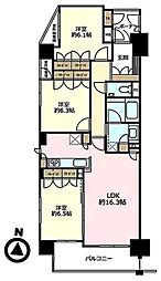 サンデュエル川口青木 3LDKの間取図画像