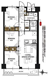 グランドシティ大宮WESTTOWER 3LDKの間取図画像