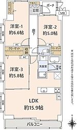コスモ戸田ピアハイツ 3LDKの間取図画像