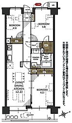 コスモ蕨南 3LDKの間取図画像