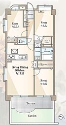 ローヤルシティ大宮公園 3LDKの間取図画像