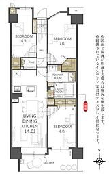 フォルスコートグランマークス 3LDKの間取図画像