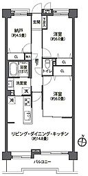 ライオンズガーデンひばりケ丘第2 2SLDKの間取図画像