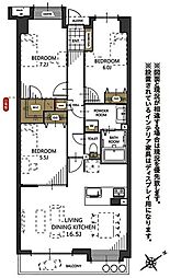 ラミーユ浦和ハイライズセカンドキャッスル 3LDKの間取図画像