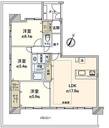 デュオコート武蔵浦和 3LDKの間取図画像
