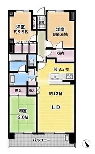 南東向きバルコニーで陽当たり良好。全居室収納ありで生活スペースをすっきり保てます