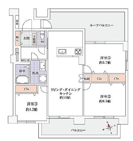 5階部分・3方角部屋につき陽当たり・通風良好◎新規リフォーム済の綺麗なお部屋で新生活をスタートできます。