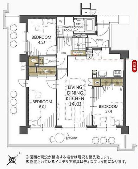 角部屋につき明るく風通しの良い室内。各所に収納を設けており荷物が多い方も安心です。