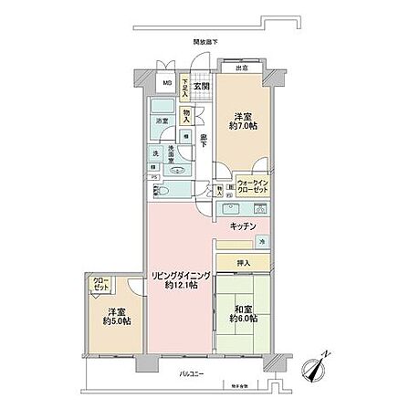 南東側バルコニーで明るく風通しの良い室内。全居室収納完備で室内の荷物もすっきり片付きます。