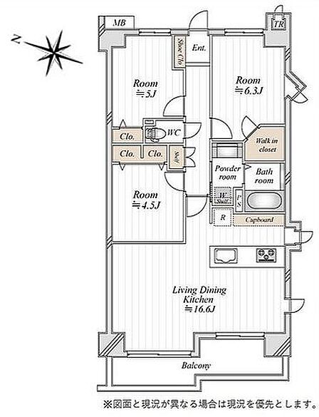 角部屋につき明るく風通しの良い室内。各所に収納を設けており荷物が多い方も安心です。