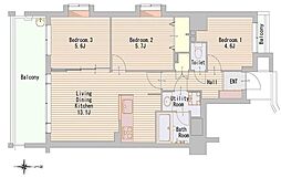 浦和仲町ダイヤモンドマンション 3LDKの間取図画像