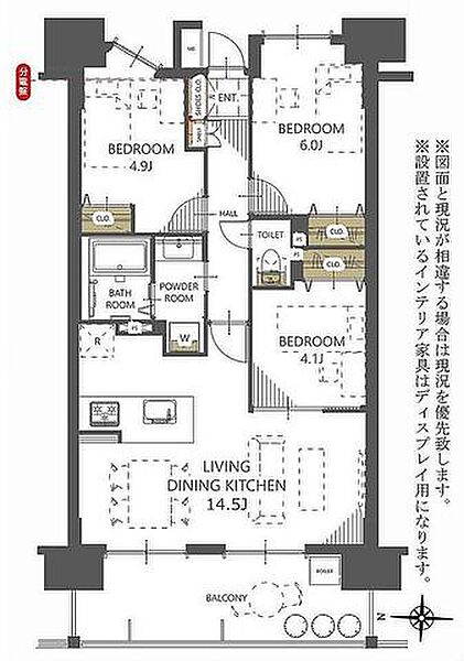 会話をしながらお料理が楽しめる人気の対面式キッチン。各所に収納を設けており荷物が多い方も安心です。