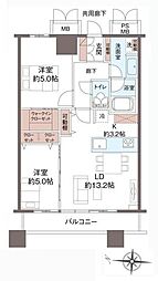 グランドミッドタワーズ大宮フォレストタワー 2LDKの間取図画像
