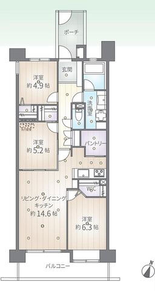 広々リビングと3つの個室。プライベートな空間と家族団らんの空間をセパレート。集中もリラックスもできる住空間で充実した暮らしをお届けします。