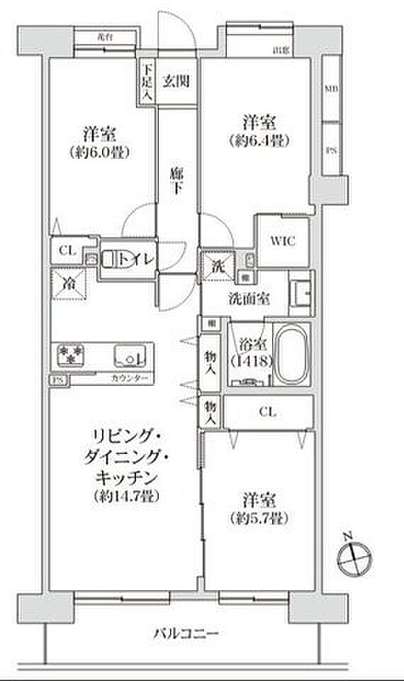 広々リビングと3つの個室。プライベートな空間と家族団らんの空間をセパレート。集中もリラックスもできる住空間で充実した暮らしをお届けします。