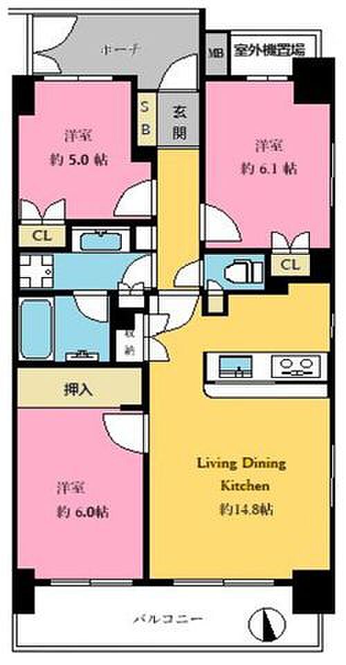 広々リビングと3つの個室。プライベートな空間と家族団らんの空間をセパレート。集中もリラックスもできる住空間で充実した暮らしをお届けします。