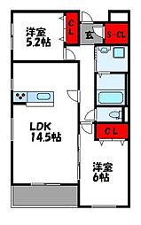 SUCCESS BLD.5 4階2LDKの間取り