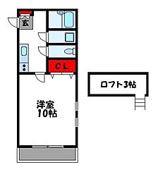ビクトリーパティオ 1Kの間取図画像