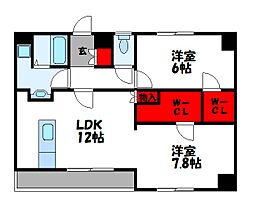 アイプレスおおまち 2LDKの間取図画像