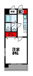 スクレーパー東 1Kの間取図画像