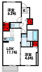 D-ROOM昴 2LDKの間取図画像